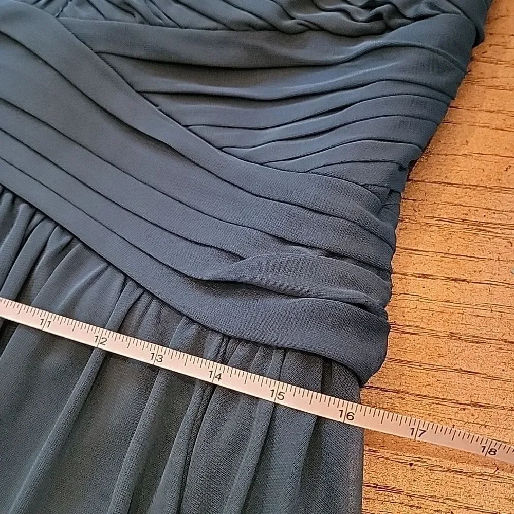 Teal green one shoulder evening gown petite Alex evenings size 12P - Picture 13 of 16